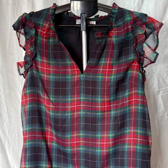 Vineyard Vines | Plaid Ruffle Sleeve Top | Size M - Picture 5 of 5